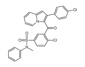 4-chloro-3-[2-(4-chlorophenyl)indolizine-3-carbonyl]-N-methyl-N-phenylbenzenesulfonamide结构式