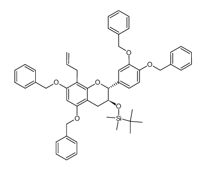 5,7,3',4'-tetra-O-benzyl-8-allyl-3-(tert-butyldimethylsilyl)-catechin结构式