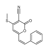 4-methylsulfanyl-2-oxo-6-(2-phenylethenyl)pyran-3-carbonitrile Structure