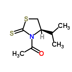 1-[(4R)-4-propan-2-yl-2-sulfanylidene-1,3-thiazolidin-3-yl]ethanone structure