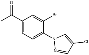 1-(3-溴-4-(4-氯-1H-吡唑-1-基)苯基)乙烷-1-酮结构式