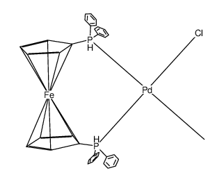 [bis(diphenylphosphino)ferrocene(Pd(CH3)Cl)]结构式