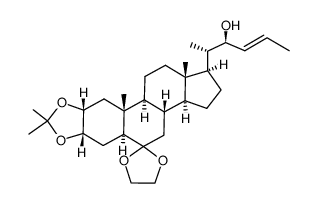 (2α,3α,5α,22S,23E)-6,6-ethylenedioxy-2,3-isopropylidenedioxy-26,27-dinorcholest-23-en-22-ol结构式