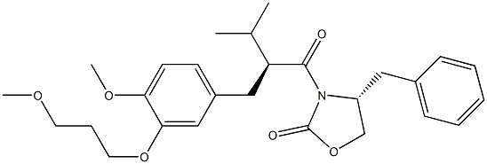 (R)-4-benzyl-3-((S)-2-(4-Methoxy-3-(3-Methoxypropoxy)benzyl)-3-Methylbutanoyl)oxazolidin-2-one Structure