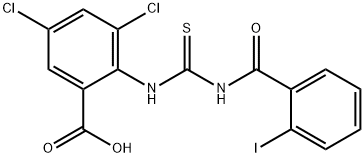 3,5-dichloro-2-[[[(2-iodobenzoyl)amino]thioxomethyl]amino]-benzoic acid结构式