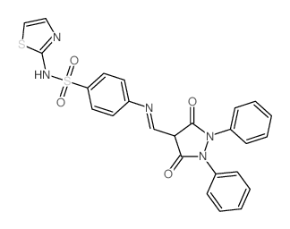 Benzenesulfonamide,4-[[(3,5-dioxo-1,2-diphenyl-4-pyrazolidinyl)methylene]amino]-N-2-thiazolyl- structure