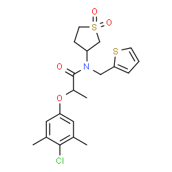 2-(4-chloro-3,5-dimethylphenoxy)-N-(1,1-dioxidotetrahydrothiophen-3-yl)-N-(thiophen-2-ylmethyl)propanamide structure