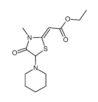 ethyl (Z)-(3-methyl-4-oxo-5-piperidin-1-ylthiazolidin-2-ylidene)acetate结构式