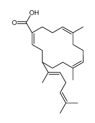 (1E,4R,7E,11E)-7,11-Dimethyl-4-[(E)-1,5-dimethyl-1,4-hexadienyl]cyclotetradeca-1,7,11-triene-1-carboxylic acid结构式