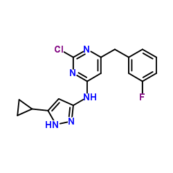 2-Chloro-N-(5-cyclopropyl-1H-pyrazol-3-yl)-6-(3-fluorobenzyl)-4-pyrimidinamine Structure