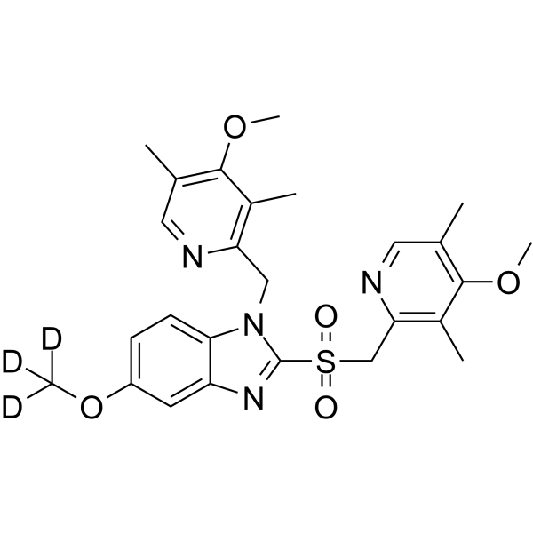 N-(4-Methoxy-3,5-dimethyl-2-pyridinyl)methyl Omeprazole-d3 Sulfone结构式