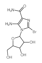 5-amino-2-bromo-1-[3,4-dihydroxy-5-(hydroxymethyl)oxolan-2-yl]imidazole-4-carboxamide结构式