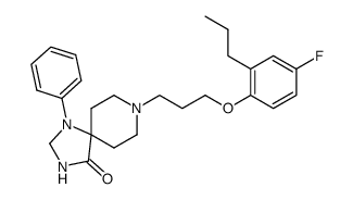 8-[3-(4-fluoro-2-propyl-phenoxy)-propyl]-1-phenyl-1,3,8-triaza-spiro[4.5]decan-4-one结构式