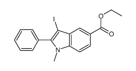 ethyl 3-iodo-1-methyl-2-phenylindole-5-carboxylate结构式