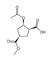 (1R*,3R*,4R*)-methyl 4-acetyloxy-3-carboxycyclopentane-1-carboxylate Structure