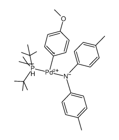 [Pd(anisyl)(tri(tert-butyl)phosphine)(N(p-tolyl)2)] Structure