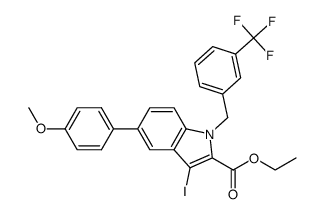 3-iodo-5-(4-methoxyphenyl)-1-[3-(trifluoromethyl)benzyl]indole-2-carboxylic acid ethyl ester结构式