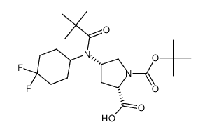 (4S)-1-BOC-4-[(4,4-difluorocyclohexyl)(2,2-dimethylpropanoyl)amino]-L-proline结构式