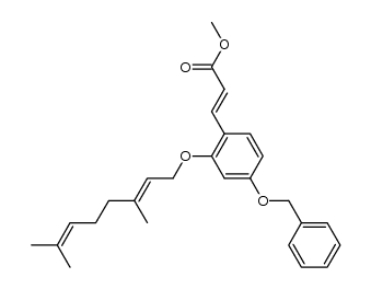 methyl (E)-4'-benzyloxy-2'-(3,7-dimethylocta-2,6-dienyloxy)cinnamate Structure