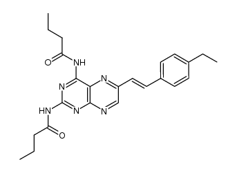 (E)-N,N'-(6-(4-ethylstyryl)pteridine-2,4-diyl)dibutyramide结构式