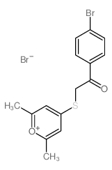 Pyrylium, 4-[(p-bromophenacyl)thio]-2,6-dimethyl-, bromide Structure