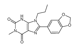 8-benzo[1,3]dioxol-5-yl-1-methyl-9-propyl-3,9-dihydro-purine-2,6-dione结构式