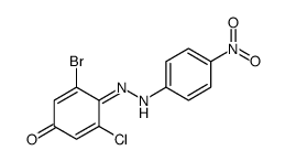 3-bromo-5-chloro-4-[(4-nitrophenyl)hydrazinylidene]cyclohexa-2,5-dien-1-one结构式