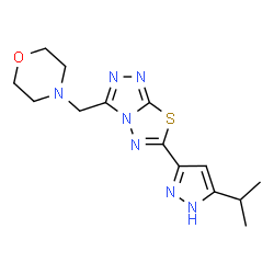 3-(morpholin-4-ylmethyl)-6-[5-(propan-2-yl)-1H-pyrazol-3-yl][1,2,4]triazolo[3,4-b][1,3,4]thiadiazole结构式