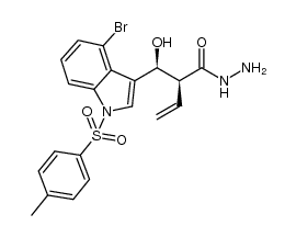 (S)-2-((S)-(4-bromo-1-tosyl-1H-indol-3-yl)(hydroxy)methyl)but-3-enehydrazide结构式