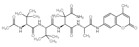 N-乙酰-叔丁基甘氨酰-叔丁基甘氨酰-二甲基天门冬酰氨酰-丙氨酰-7-氨基-4-甲基香豆素结构式