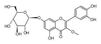 7-(β-D-Glucopyranosyloxy)-3-methoxy-5-hydroxy-2-(3,4-dihydroxyphenyl)-4H-1-benzopyran-4-one Structure