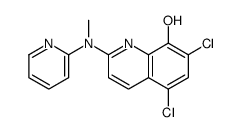 5,7-dichloro-2-[methyl(pyridin-2-yl)amino]quinolin-8-ol结构式