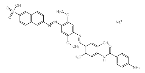 6-[4-[4-[(4-aminobenzoyl)amino]-2,5-dimethyl-phenyl]diazenyl-2,5-dimethoxy-phenyl]diazenylnaphthalene-2-sulfonic acid Structure