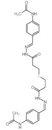 N-[(4-acetamidophenyl)methylideneamino]-3-[2-[[(4-acetamidophenyl)methylideneamino]carbamoyl]ethylsulfanyl]propanamide Structure