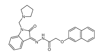 1-Pyrrolidino methyl-3-(2-naphthyloxyacetyl hydrazono) indolin-2-one Structure