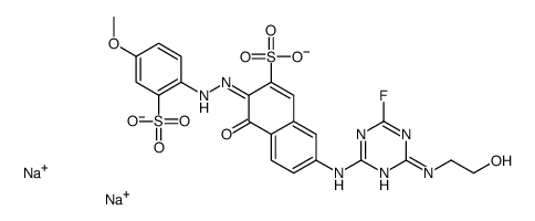 7-[[4-fluoro-6-[(2-hydroxyethyl)amino]-1,3,5-triazin-2-yl]amino]-4-hydroxy-3-[(4-methoxy-2-sulphophenyl)azo]naphthalene-2-sulphonic acid, sodium salt结构式