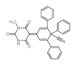 2,5-Cyclohexadiene-1-carbonitrile,1,2,6-triphenyl-4-(tetrahydro-1-methyl-2,4,6-trioxo-5(2H)-pyrimidinylidene)-结构式