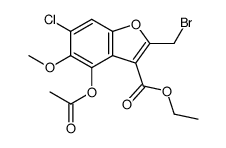 2-bromomethyl-3-carboethoxy-4-acetoxy-5-methoxy-6-chlorobenzofuran结构式