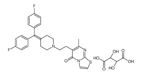 6-[2-[4-[bis(4-fluorophenyl)methylidene]piperidin-1-yl]ethyl]-7-methyl-[1,3]thiazolo[3,2-a]pyrimidin-5-one,(2R,3R)-2,3-dihydroxybutanedioic acid Structure