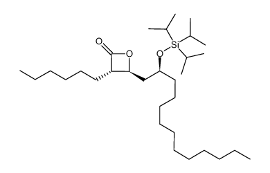 (3S,4S)-3-Hexyl-4[(S)-2-(triisopropylsilyloxy)tridecyl]-2-oxetanone结构式