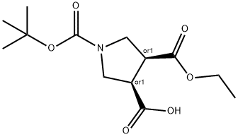 1,3,4-Pyrrolidinetricarboxylic acid, 1-(1,1-dimethylethyl) 3-ethyl ester, (3S,4R)-rel- Structure