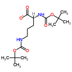 (R)-2,5-双((叔丁氧基羰基)氨基)戊酸结构式