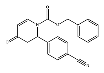 1(2H)-Pyridinecarboxylic acid, 2-(4-cyanophenyl)-3,4-dihydro-4-oxo-, phenylmethyl ester结构式