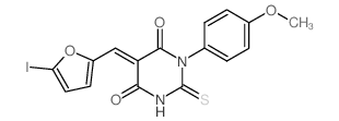 (5E)-5-[(5-iodofuran-2-yl)methylidene]-1-(4-methoxyphenyl)-2-sulfanylidene-1,3-diazinane-4,6-dione Structure