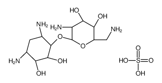 (2R,3S,4R,5R,6R)-5-amino-2-(aminomethyl)-6-[(1R,2R,3S,4R,6S)-4,6-diamino-2,3-dihydroxycyclohexyl]oxyoxane-3,4-diol,sulfuric acid Structure