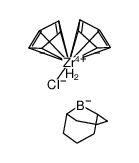 Cp2ZrCl((μ-H)2BC8H14)结构式