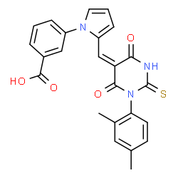 3-(2-{(E)-[1-(2,4-dimethylphenyl)-4,6-dioxo-2-thioxotetrahydropyrimidin-5(2H)-ylidene]methyl}-1H-pyrrol-1-yl)benzoic acid结构式