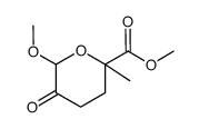 2H-Pyran-2-carboxylicacid,tetrahydro-6-methoxy-2-methyl-5-oxo-,methylester(9CI) Structure