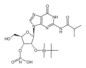 N-ib-2'-OTBS-guanosine 3'-H-phosphonate Structure