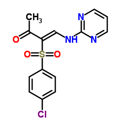 (3Z)-3-[(4-Chlorophenyl)sulfonyl]-4-(2-pyrimidinylamino)-3-buten-2-one结构式